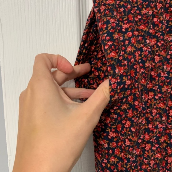 American Eagle pink and red tie front paperbag waist flowy pants - Picture 7 of 9